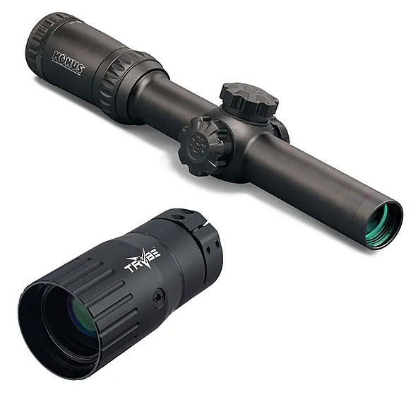KONUS Konus 7184 KonusPro M-30 Matte Black 1-4x 24mm 30mm Tube Illuminated Dual Blue/Red Circle Dot Reticle